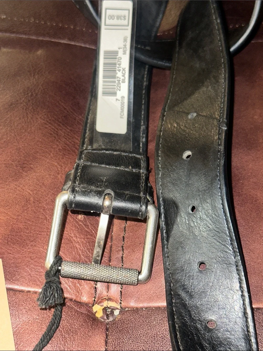 Frye & Co Mens Black faux Leather Belt